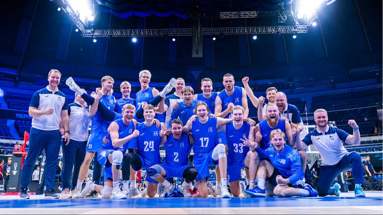 Volleyball spike in action